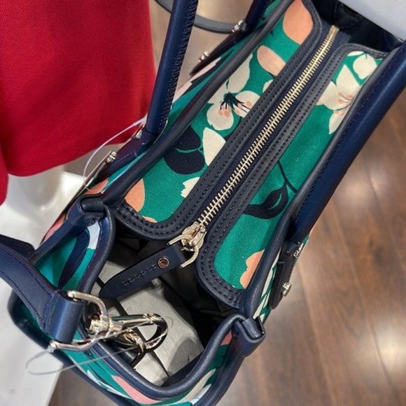 Kate Spade Small Tote Crossbody Bag Lily Blooms Green Multi - Picture 15 of 16
